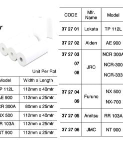 IMPA 372701 - RECORDING PAPER FOR NAVTEX RECEIVER, 112MM