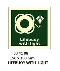 IMPA 334108 - IMOÂ SYMBOLS, 150x150 MM, LIFEBUOY WITH LIGHT