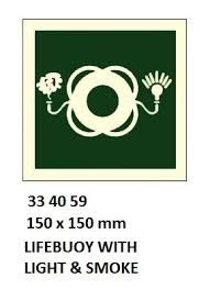 IMPA 334059 - IMOÂ SYMBOLS, 150x150 MM, LIFEBUOY WITH LIGHT & SMOKE