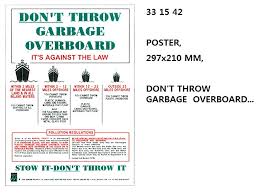 IMPA 331542 - POSTER, 297x210 MM, DONT THROW GARBAGE OVERBOARD...