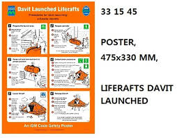IMPA 331545 - POSTER, 475x330 MM, LIFERAFTS DAVIT LAUNCHED