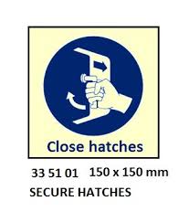 IMPA 335101 - IMOÂ SYMBOLS, 150x150 MM, SECURE HATCHES