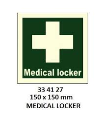 IMPA 334127 - IMOÂ SYMBOLS, 150x150 MM, MEDICAL LOCKER