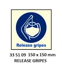 IMPA 335109 - IMOÂ SYMBOLS, 150x150 MM, RELEASE GRIPES